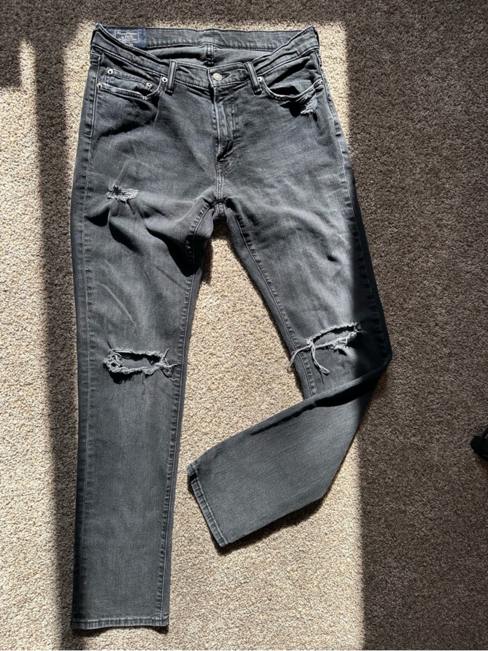 Abercrombie & Fitch Men’s Washed Black Langdon Slim Jeans Size 32x34